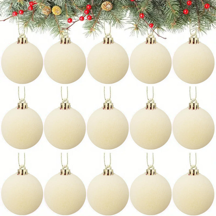 Bulk 15pcs 2.3" Velvet Christmas Ball Ornaments - Soft Plush Holiday Tree Decor Wholesale