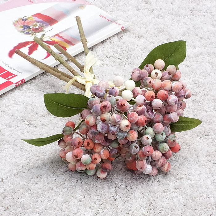 Bulk Exclusive Holy Berries Bouquet Faux Fall and Winter Flowers Arrangements Wholesale