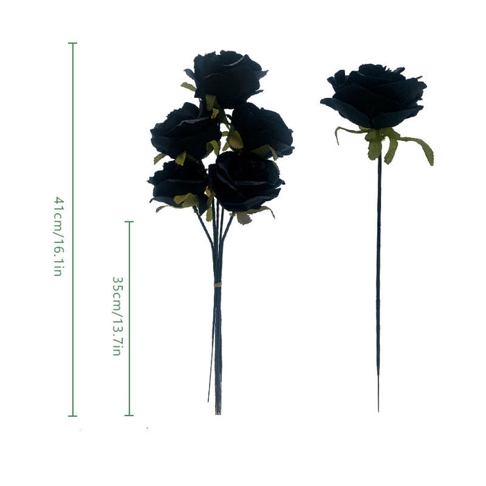 Bulk 50pcs Black Artificial Flowers Stems Black Faux Plants for Crafts Halloween Decor Wholesale