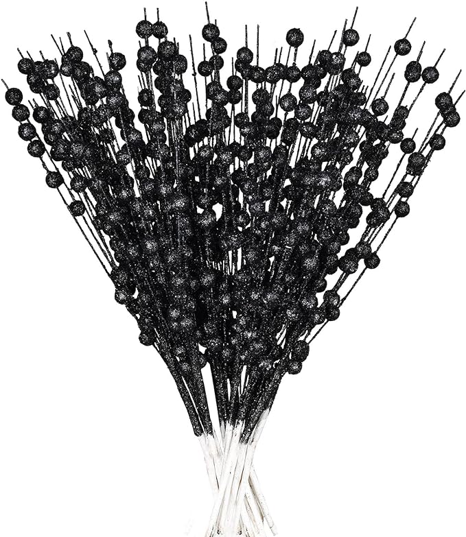 Bulk 10 Bundles 17" Artificial Glitter Holy Berry Stems Christmas Picks Wholesale