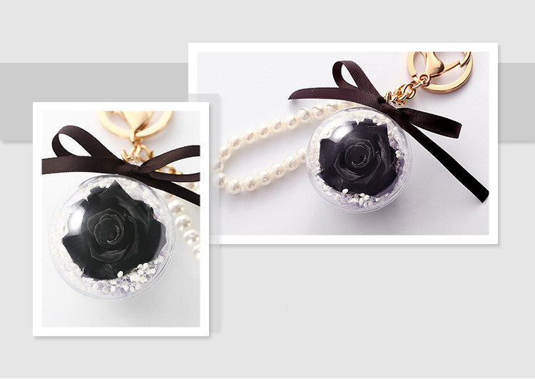 Bulk 2Pcs Valentine's Day Jewelry Gift Preserved Rose Keychain With Heart Shape Plush Led Wholesale