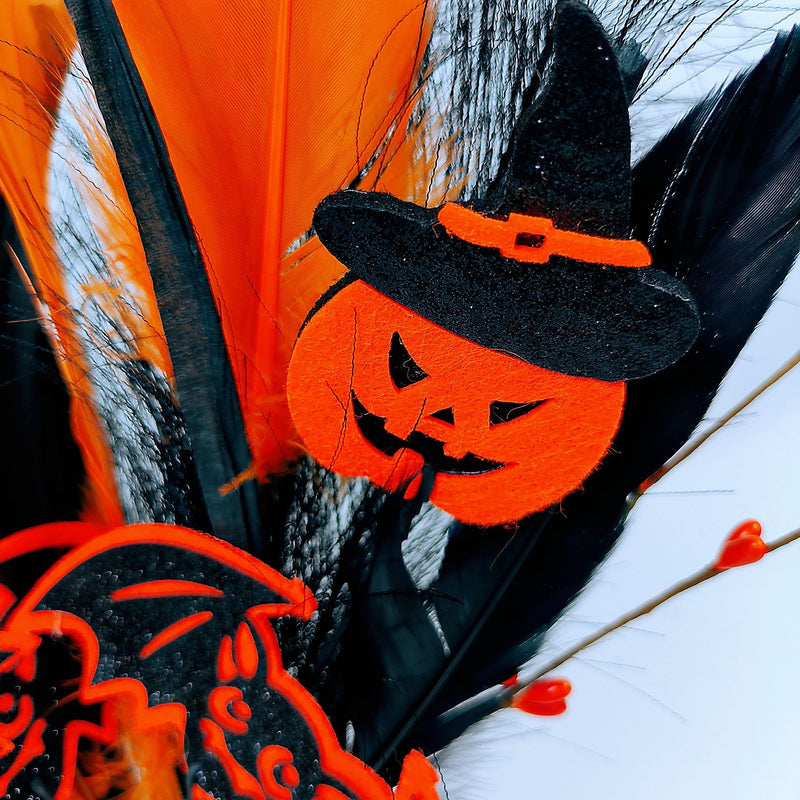 Pampas noires en vrac de 15 pouces avec des globes oculaires en feutre, citrouilles, décoration d'Halloween, vente en gros