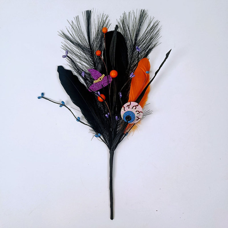 Pampas noires en vrac de 15 pouces avec des globes oculaires en feutre, citrouilles, décoration d'Halloween, vente en gros