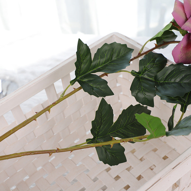 Bulk 3Pcs Vintage 1970s Theme Wedding Rose Stems Silk Flowers Oil Painting Rose Arrangement Wholesale