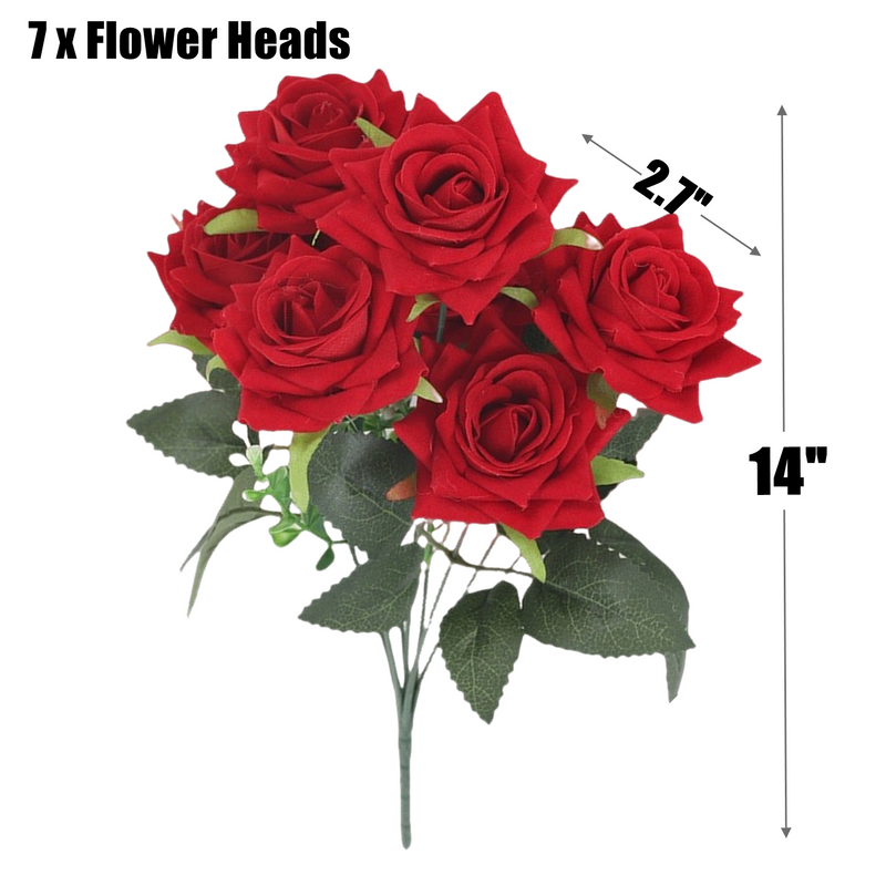 Bulk 11 Colors 14" Blooming Velvet Rose Bush Stems Velvet Artificial Flowers Wholesale