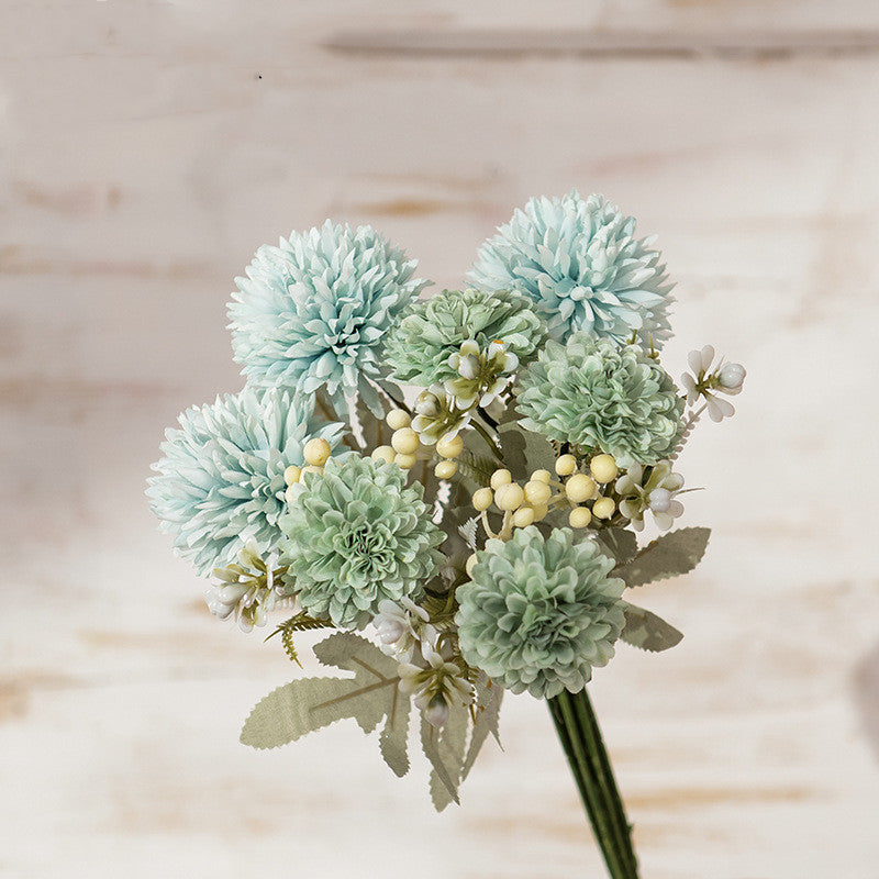 Bulk 12.4" Artificial Mixed Bouquet with Pompon Chrysanthemums, Dahlias and Berries Wholesale