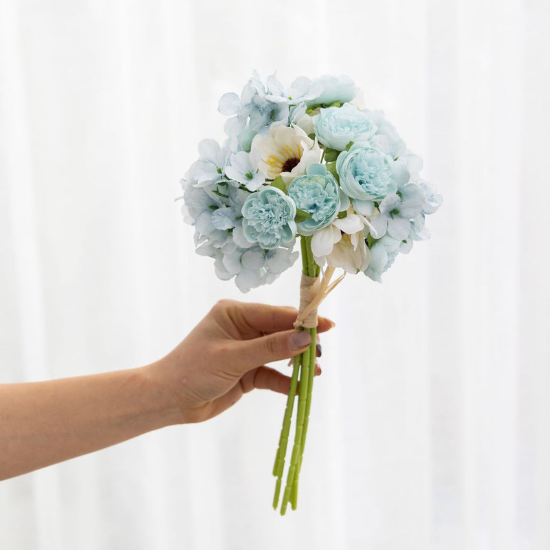 Bulk 12" Peony & Hydrangea Artificial Bouquet- Lifelike Silk Floral Arrangements for Weddings & Home Decor Wholesale