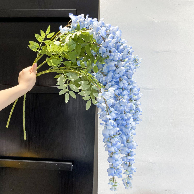 Tiges de glycine extra longues exclusives en vrac Fleurs artificielles suspendues violettes pour grands vases en gros 