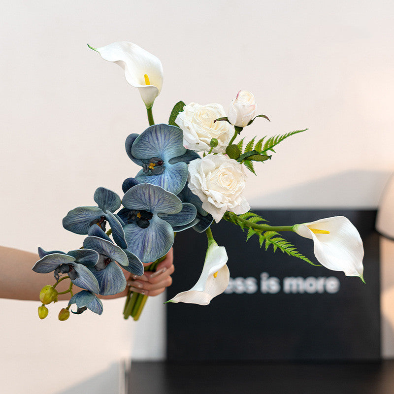 Bulk 20" Stylish Pre-Arranged Artificial Silk Phalaenopsis Orchid Bouquet Floral Arrangement Wholesale