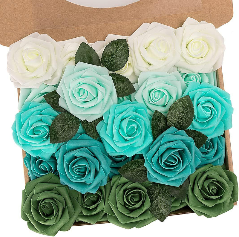 Lot de 25 têtes de roses en mousse avec tiges, toucher réaliste, pour mariage, vente en gros