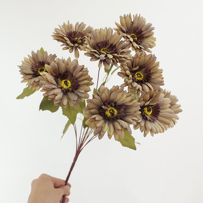 Bulk 19" Artificial Gerbera Daisy Bush - 9 Stems for Autumn & Winter Decor Wholesale