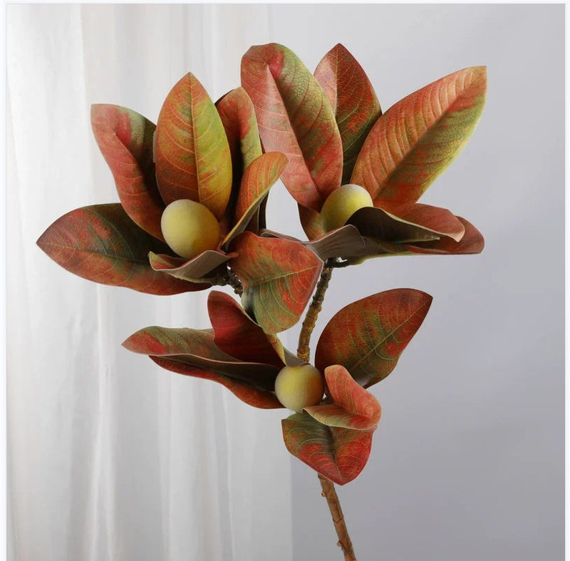 Bulk 12pcs 33" Magnolia Leaves With Fruits Stems Spray Artificial Branch Leaves Wholesale