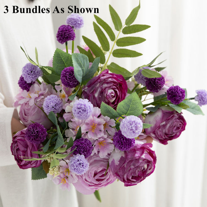 Bulk Exclusive 13" Bundle Faux Flowers Peony Bouquet for Crafts Wedding Wholesale