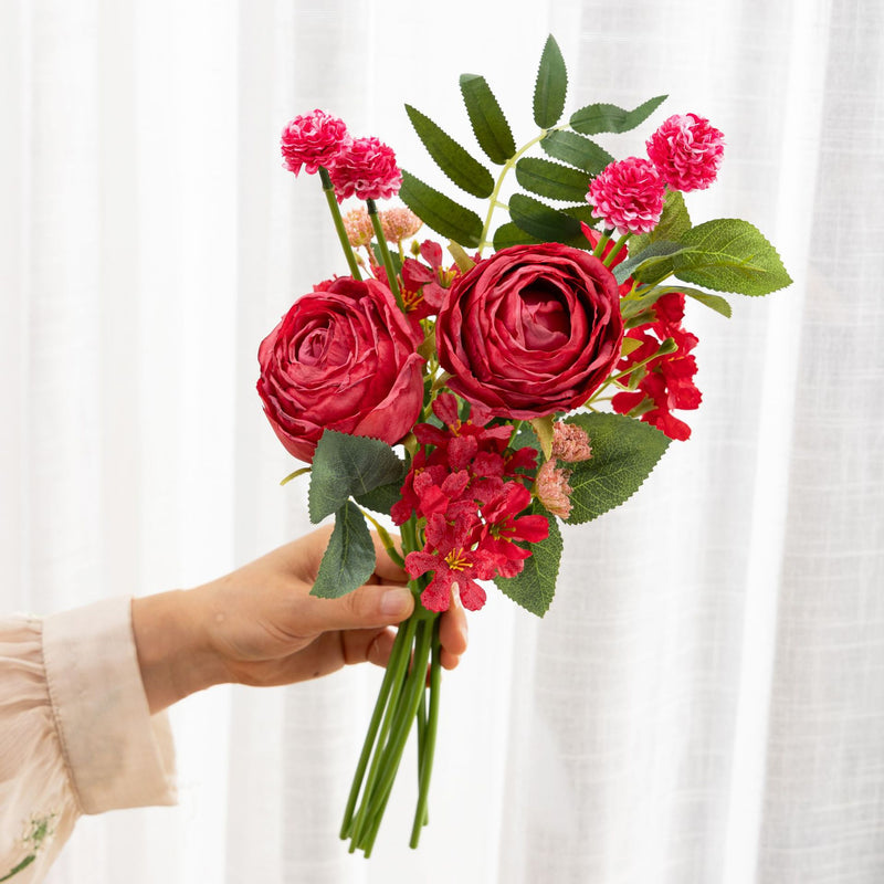 Bouquet de pivoines artificielles en vrac exclusif de 13 pouces pour l'artisanat, le mariage, la vente en gros