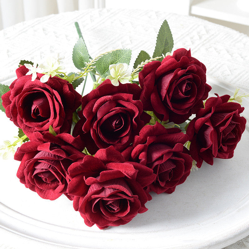 Bulk 13.5" Rose Bush Bouquet Faux Silk Rose Flowers Wholesale