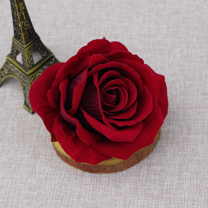 Bulk 10pcs Realistic Bionic Flannel Roses Heads for DIY Wedding Party Baby Shower Home Decoration