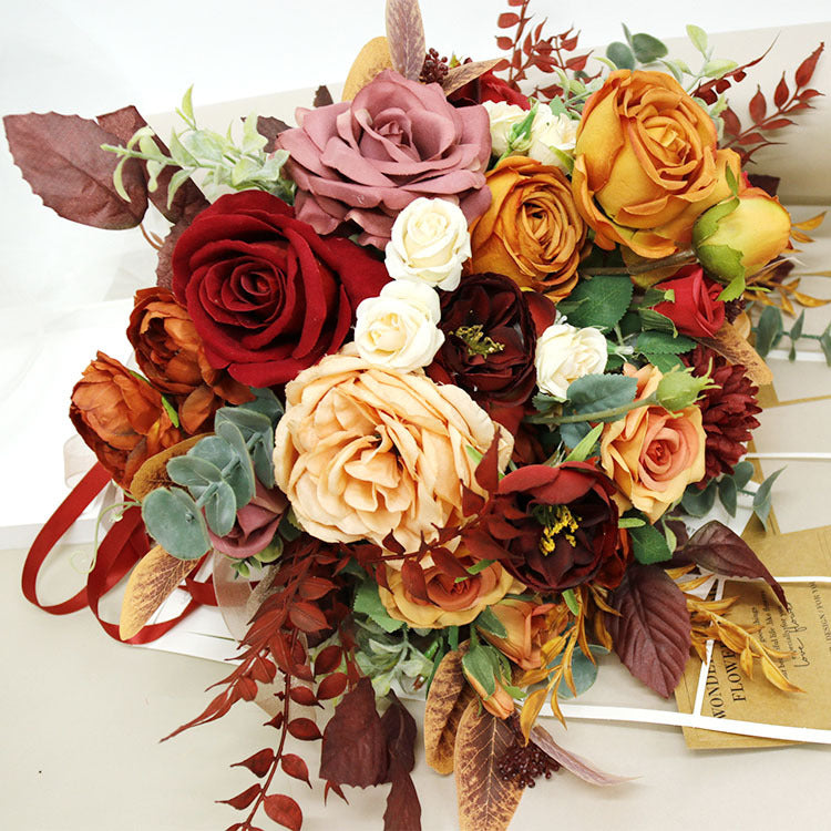 Bulk 16 inches Tall Rose Peony Flowers Arrangement Retro Silk Floral Bouquet Wholesale