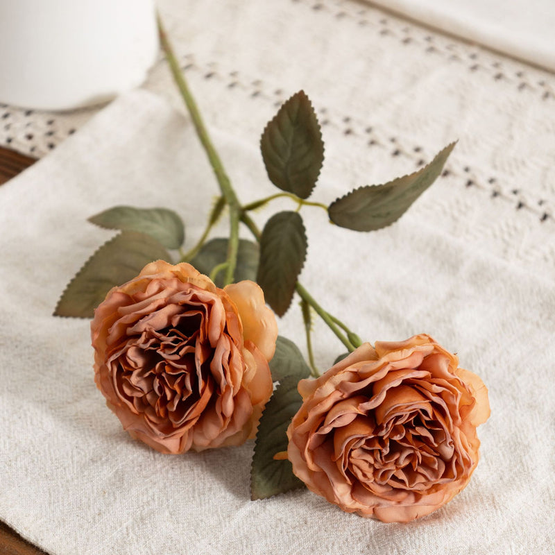 Bulk Realistic Silk Austin Roses Burnt Edge Artificial Flowers for Wedding Arch, Home Decoration, Table Arrangements, DIY Floral Projects Wholesale