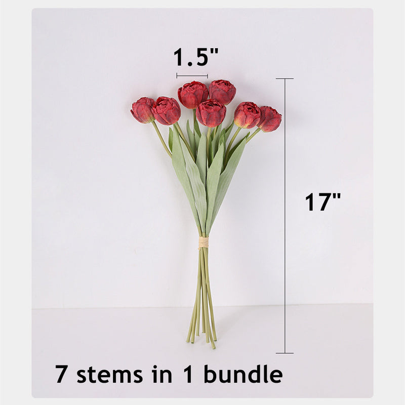 Bouquet de 7 tiges de tulipes brûlées en exclusivité en vrac, vente en gros de fleurs artificielles