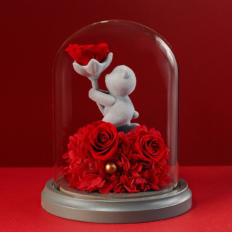 Bulk Preserved Rose with Cute Teddy Bear Valentine’s Day Gifts for Her Wholesale