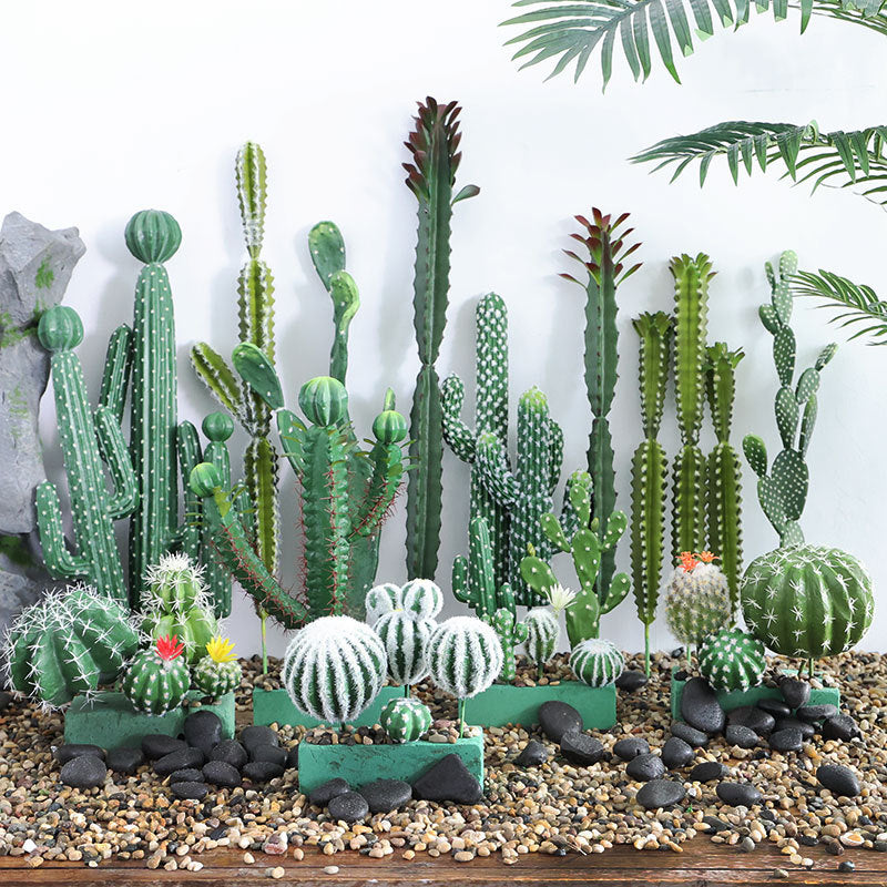 Ensemble en vrac de tiges de cactus pour aménagement paysager, plantes succulentes artificielles en gros
