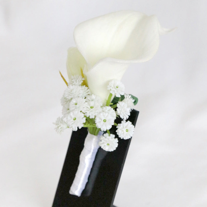 white calla lily wrist corsage Bulk White Calla Lily Boutonniere and Corsage Wrist Wedding Wholesale — Artificialmerch