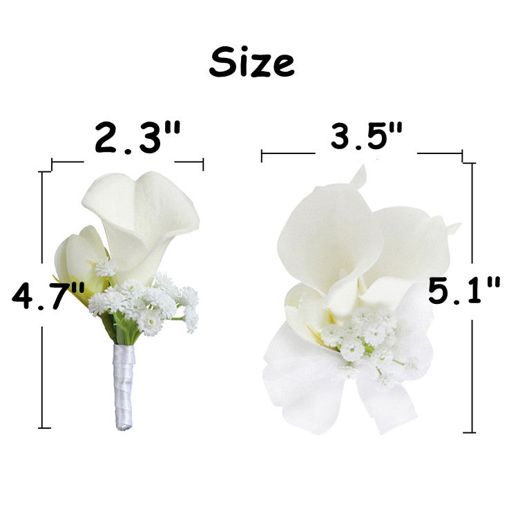 white lily wrist corsage Bulk White Calla Lily Boutonniere and Corsage Wrist Wedding Wholesale — Artificialmerch