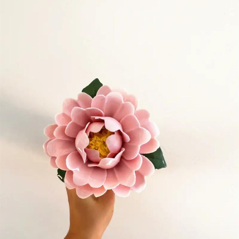 Fleurs de camélia en porcelaine en vrac Tiges Artisanat Décoration florale en céramique Vente en gros