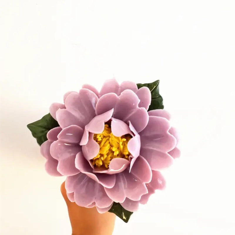 Fleurs de camélia en porcelaine en vrac Tiges Artisanat Décoration florale en céramique Vente en gros