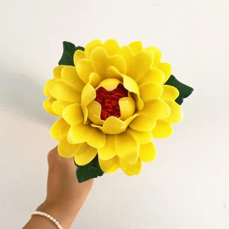 Fleurs de camélia en porcelaine en vrac Tiges Artisanat Décoration florale en céramique Vente en gros