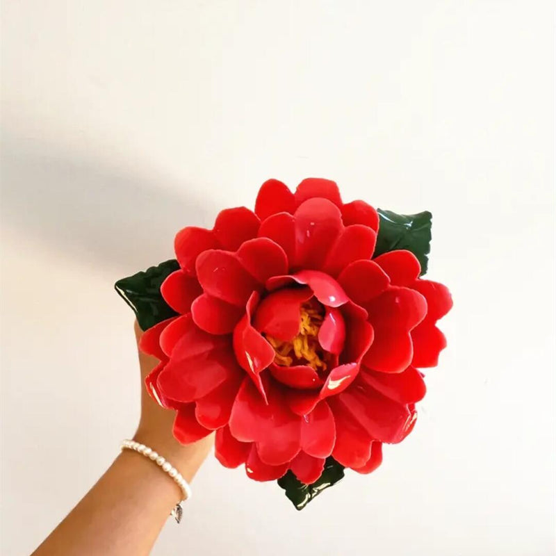 Fleurs de camélia en porcelaine en vrac Tiges Artisanat Décoration florale en céramique Vente en gros