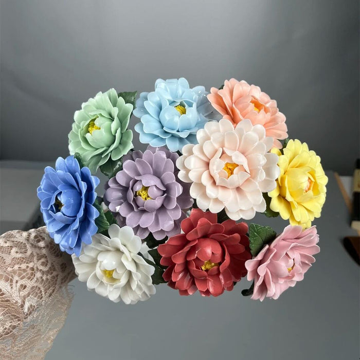 Venta al por mayor de flores de Camelia de porcelana a granel, manualidades, decoración Floral de cerámica