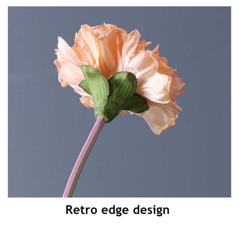 Tiges d'œillets en vrac de 17 pouces, fleurs en soie d'automne à bord bouclé rétro brûlé en gros