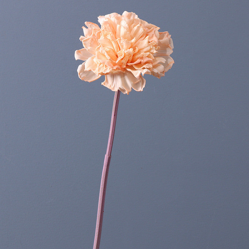 Tiges d'œillets en vrac de 17 pouces, fleurs en soie d'automne à bord bouclé rétro brûlé en gros