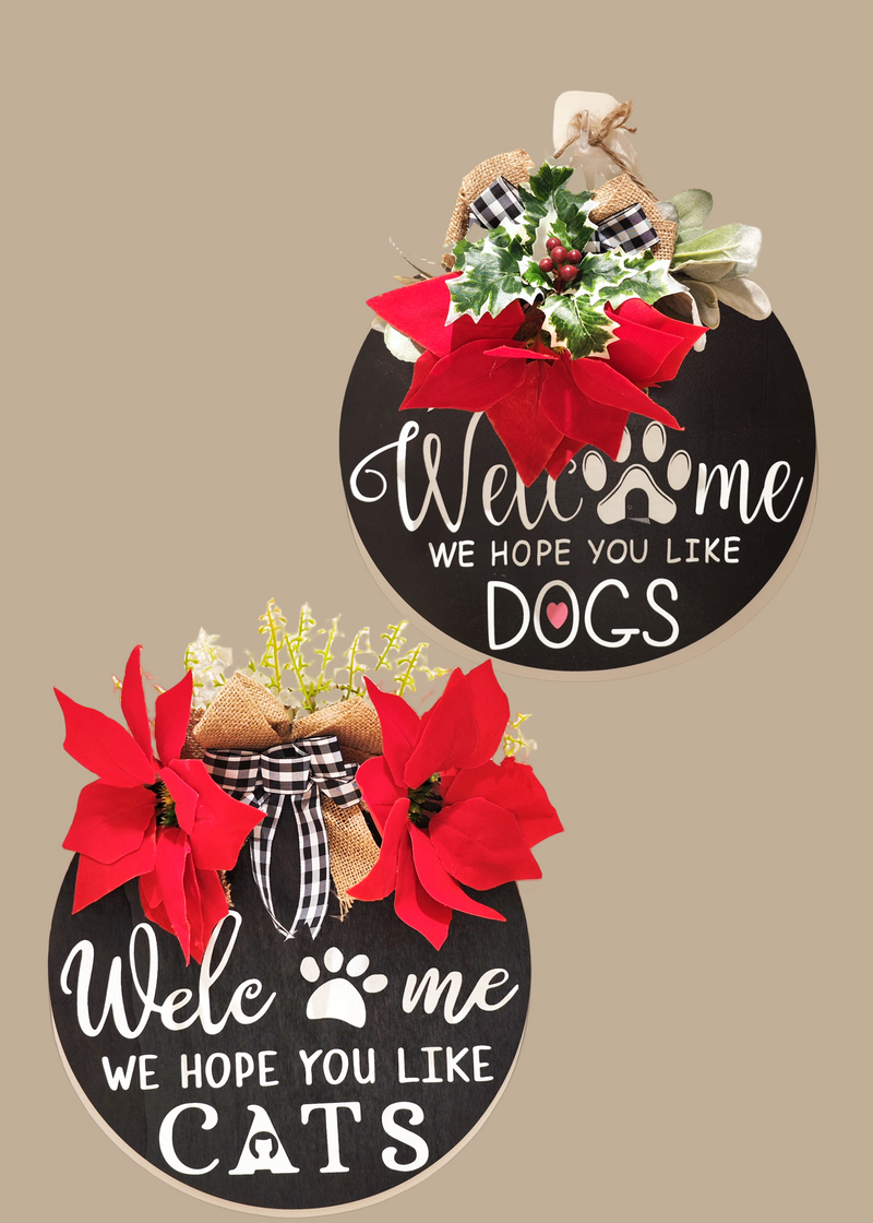 Bulk Exclusive 12" Christmas Dog Wreaths for Front Door Cats Wreath Welcome Pets Wreath Wholesale