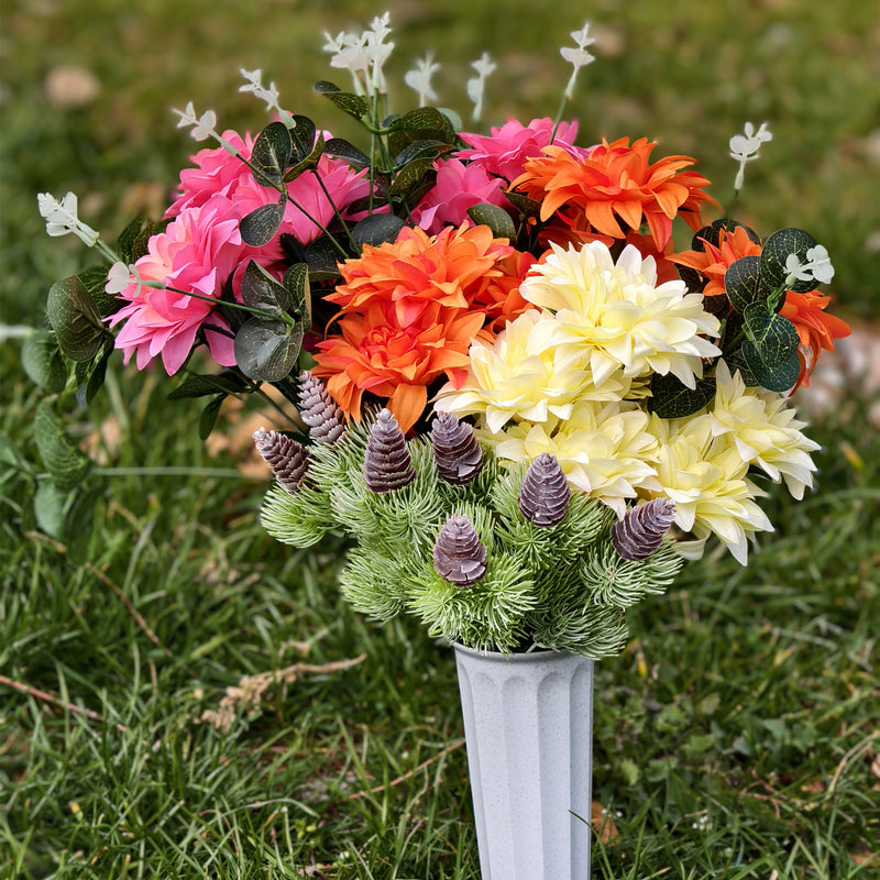 Bulk Exclusive 11 Styles Artificial Funeral Flowers with Vase Memorial Flowers Wholesale