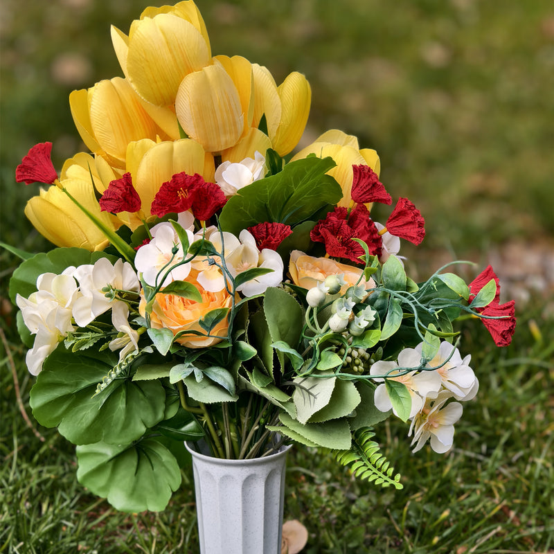 Bulk Exclusive 11 Styles Artificial Funeral Flowers with Vase Memorial Flowers Wholesale