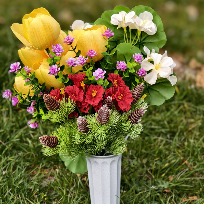 Bulk Exclusive 11 Styles Artificial Funeral Flowers with Vase Memorial Flowers Wholesale