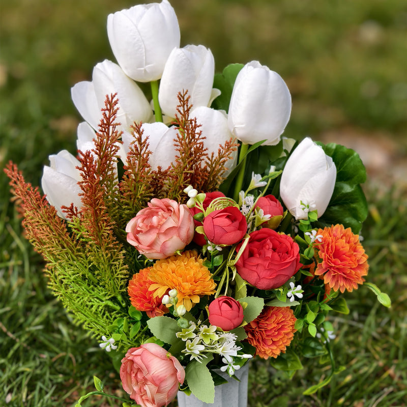 Bulk Exclusive 11 Styles Artificial Funeral Flowers with Vase Memorial Flowers Wholesale