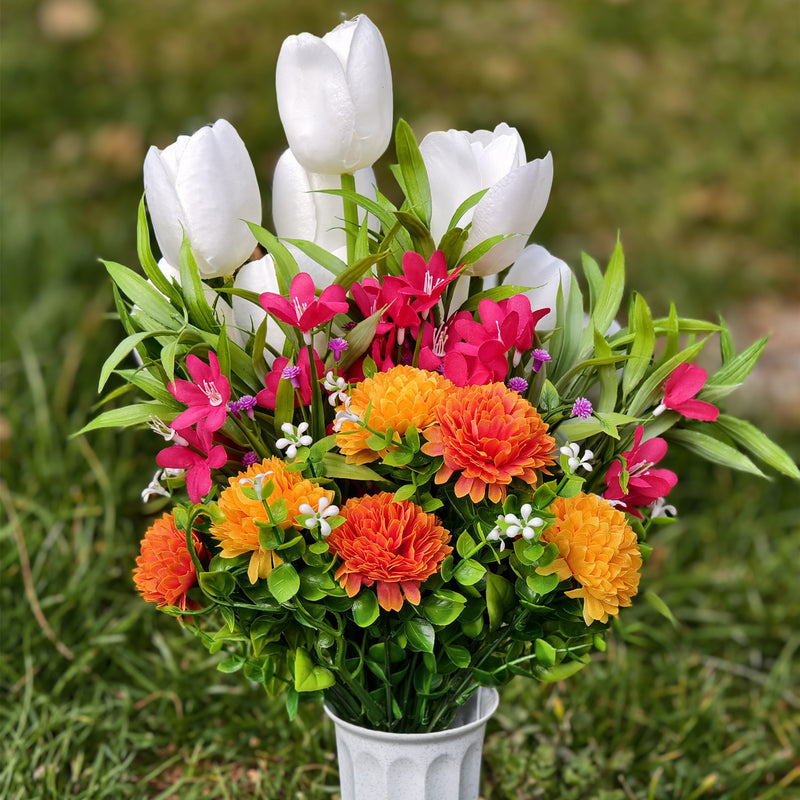 Bulk Exclusive 11 Styles Artificial Funeral Flowers with Vase Memorial Flowers Wholesale