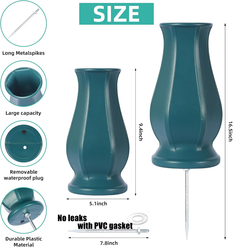 Bulk Upgraded 2pcs No Leaks Control Cemetery Vases with Spikes for Fresh Flowers Artificial Flowers Wholesale
