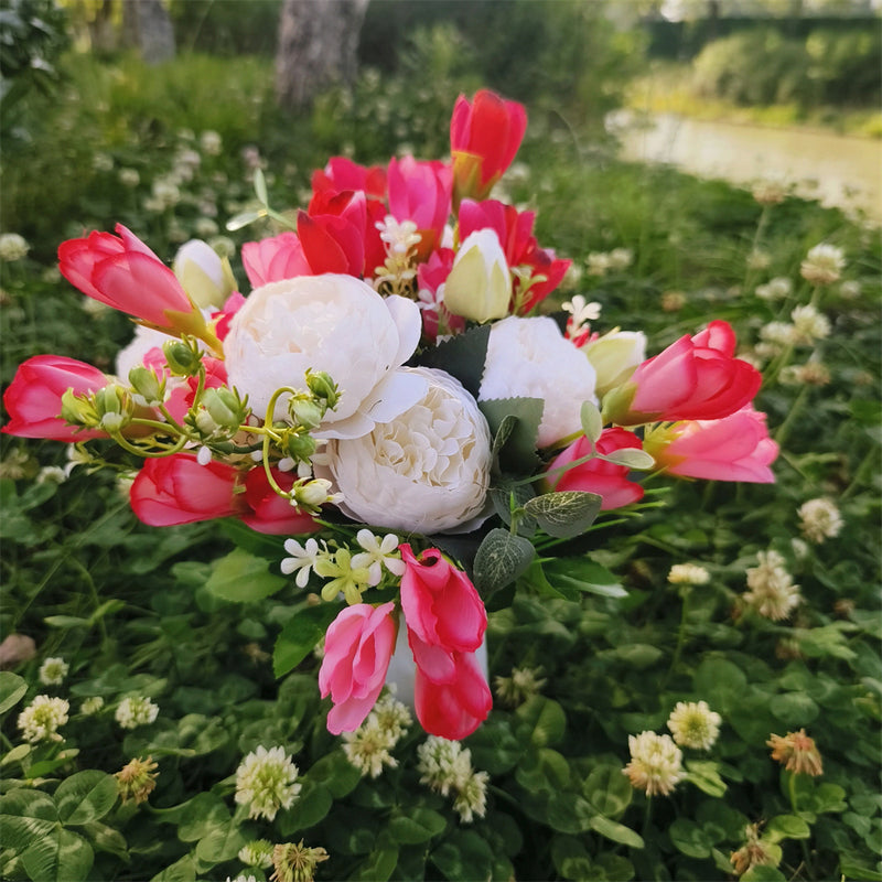 Bulk Cemetery Mixed Flowers in Vase Artificial Flowers for Graves and Memorials Arrangements Wholesale