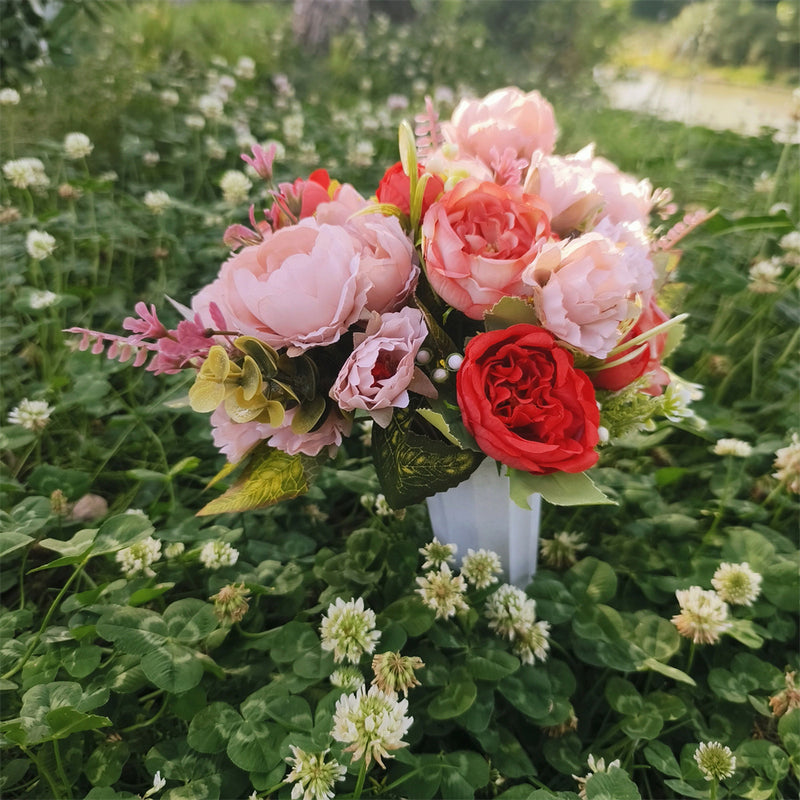 Bulk Cemetery Mixed Flowers in Vase Artificial Flowers for Graves and Memorials Arrangements Wholesale