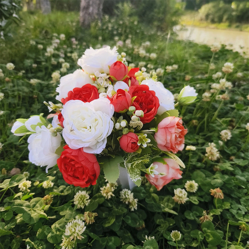 Bulk Cemetery Mixed Flowers in Vase Artificial Flowers for Graves and Memorials Arrangements Wholesale