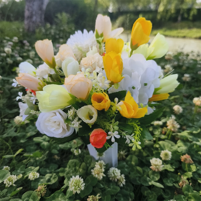 Bulk Cemetery Mixed Flowers in Vase Artificial Flowers for Graves and Memorials Arrangements Wholesale