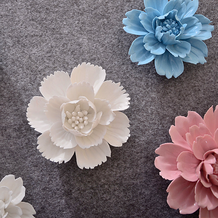 Bulk 4.7" Porcelain Peony Flowers Ceramic Artificial Hanging Decoration Wholesale