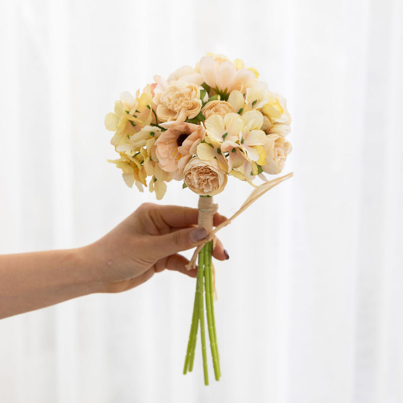 Bulk 12" Peony & Hydrangea Artificial Bouquet- Lifelike Silk Floral Arrangements for Weddings & Home Decor Wholesale