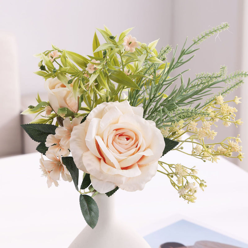 Bulk 16.5" Rose Bouquet Mixed Greenery Wedding Flowers Artificial Wholesale