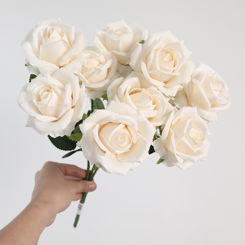 Bulk 16.5" Artificial Rose Bouquet Bush - Realistic Faux Flowers for Floral Arrangements, Home Decor, Wedding Centerpieces & DIY Crafts Wholesale