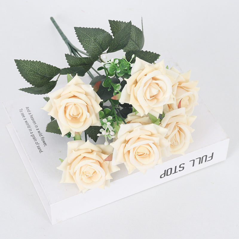 Bulk 11 Colors 14" Blooming Velvet Rose Bush Stems Velvet Artificial Flowers Wholesale